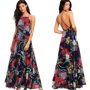 LULUS "A Dream Realized" Floral Print Maxi Dress - Size L